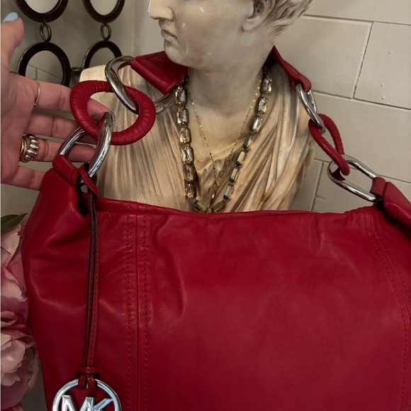 Michael Kors EUC Red Hobo Bag with Chunky Hardware + Slouchy Design - Picture 13 of 13